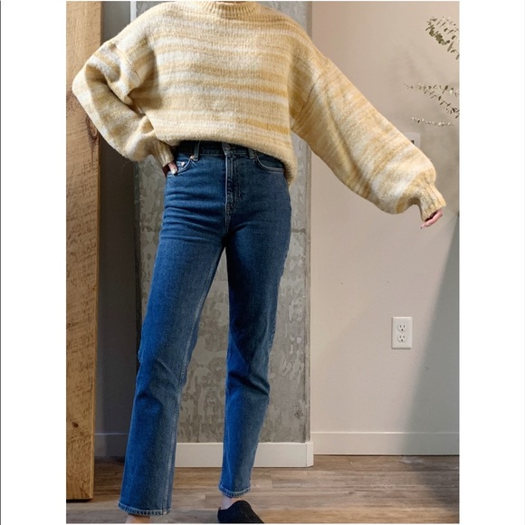Urban Outfitters Sweaters - SOLD Puff Sleeve Yellow Striped Sweater